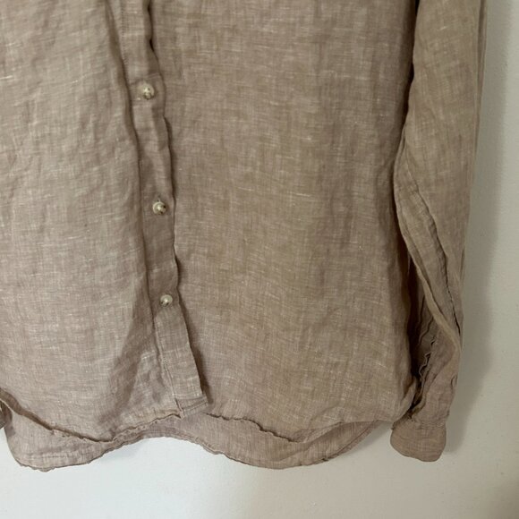Uniqlo Button Up Long Sleeves 100% Linen Shirt Womens size M Natural Minimalist - Picture 7 of 15